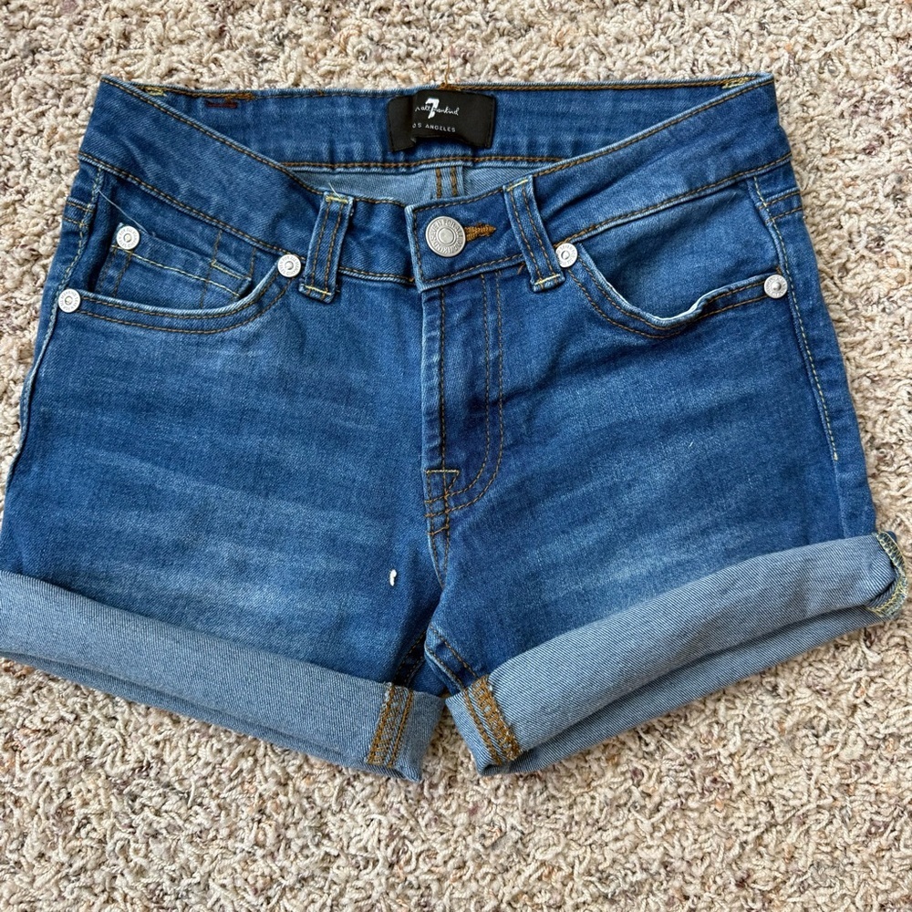 Seven 7 For All Mankind Jean Shorts Kids Girls Size 8 Denim Stretch Shorts